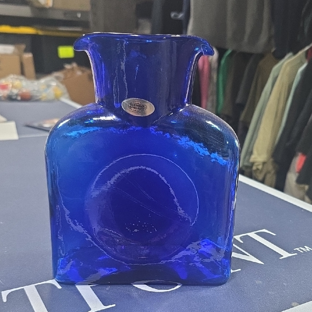 Blenko Colbalt Water Bottle Great Shape